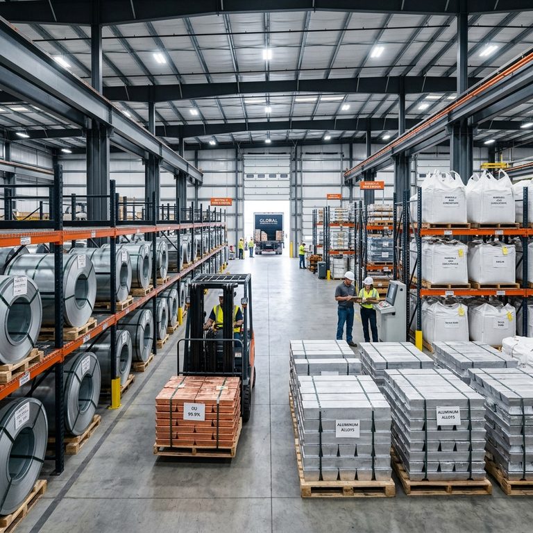Stacked industrial metal ingots and alloy billets